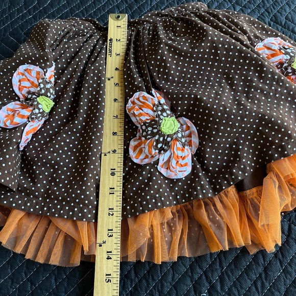 Beetlejuice Skirt Girls Size 7 Brown Polka Dot Floral Layered - Picture 9 of 9
